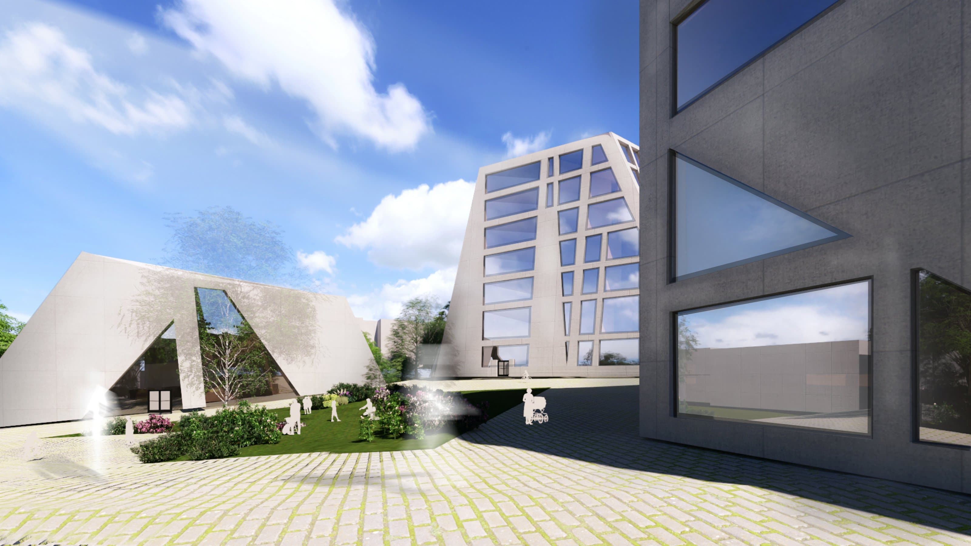 New Verulamium exterior view of the residential volumes